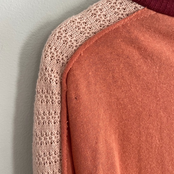 POL Patchwork Star Pullover Knit Top Boho Oversized Distressed Raw Hem Crochet - Picture 5 of 5